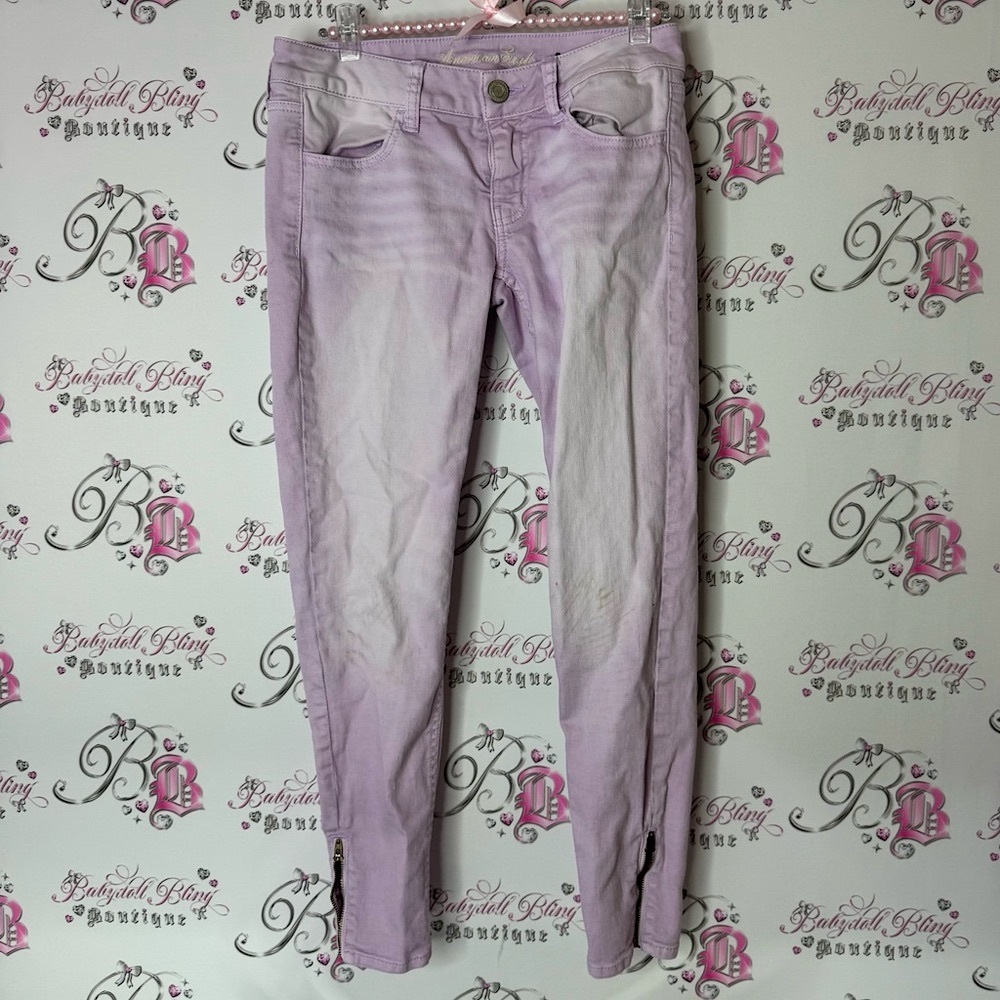 American Eagle Outfitters Light Purple Skinny Jeans pastel lavender